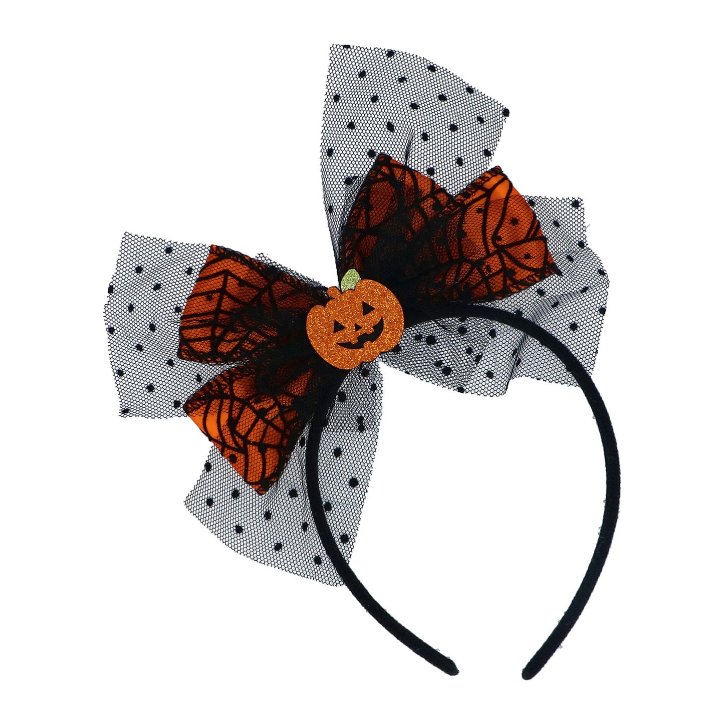 Orange Pumpkin Bow Adult Hairband