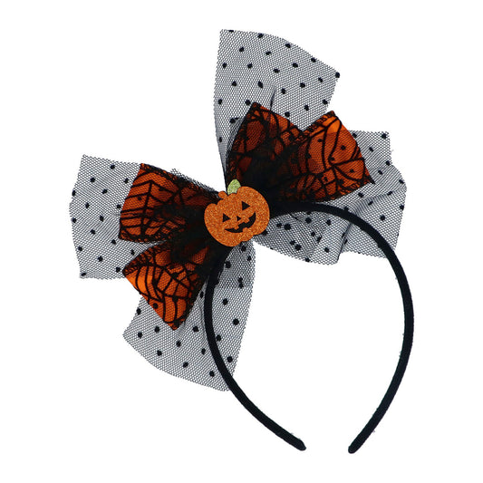 Orange Pumpkin Bow Adult Hairband