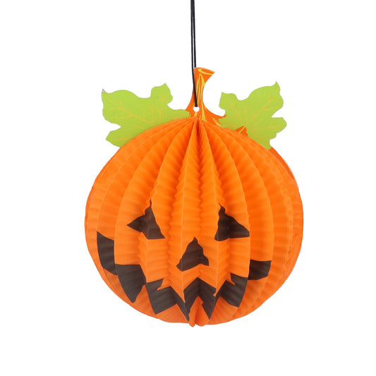 Orange Paper Honeycomb Pumpkin Face