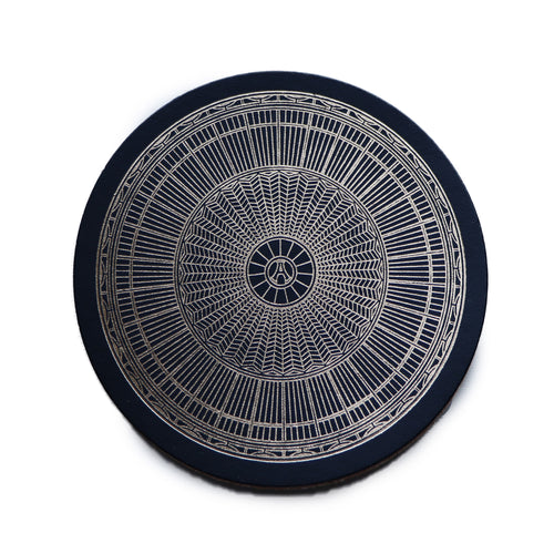 Dome Design Recycled Leather Coaster Black