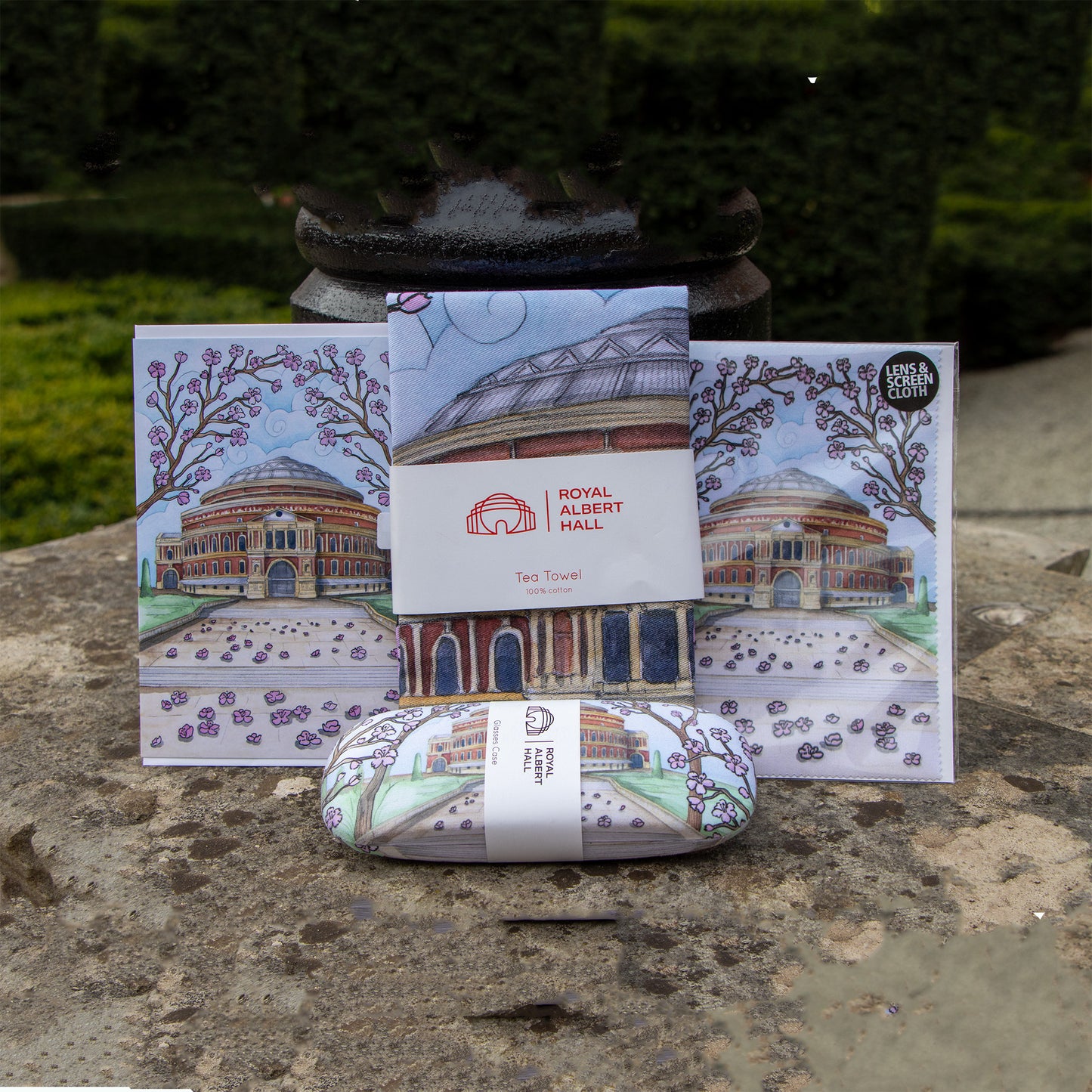 Blossoms Outside the Hall Tea Towel