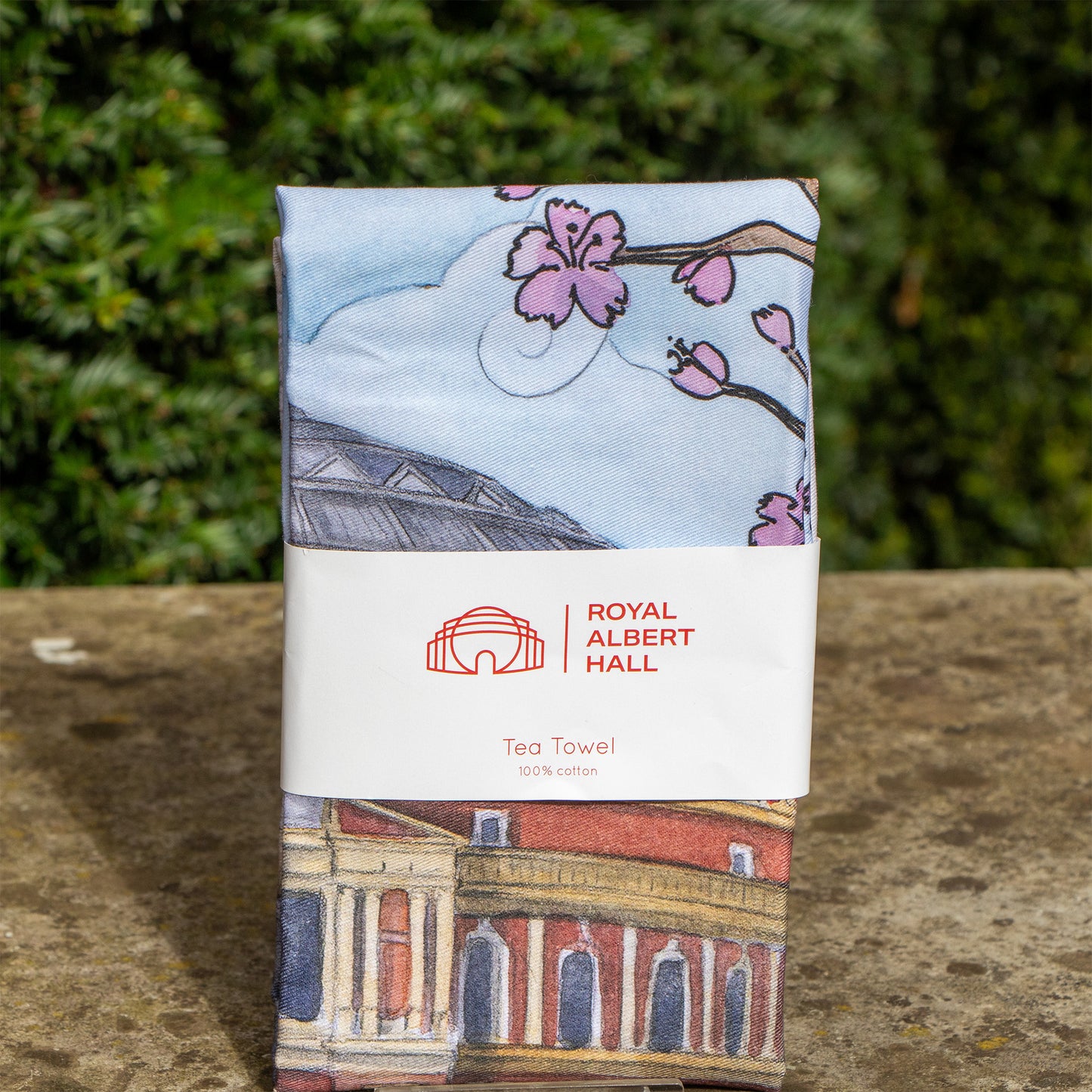 Blossoms Outside the Hall Tea Towel