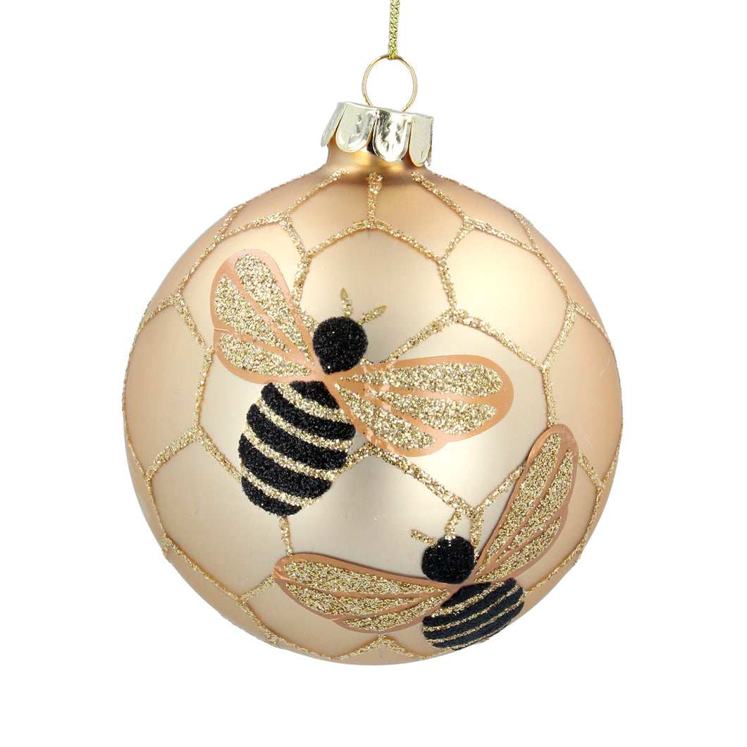Gold Bumble Bee Christmas Bauble