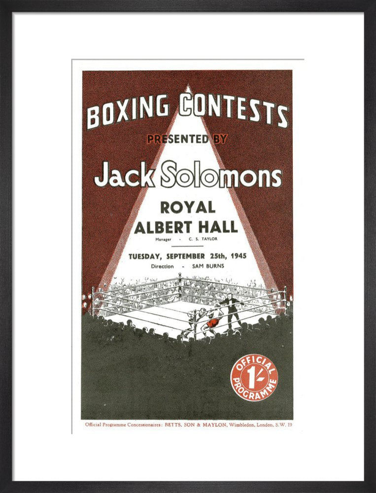 Programme for Boxing Contests, 25 September 1945 - Royal Albert Hall