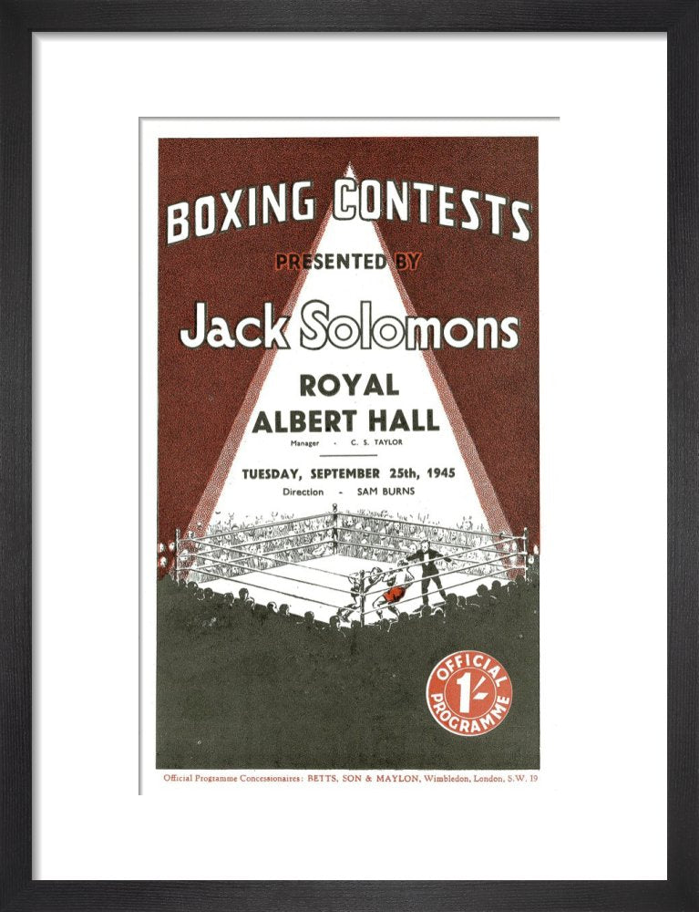 Programme for Boxing Contests, 25 September 1945 - Royal Albert Hall