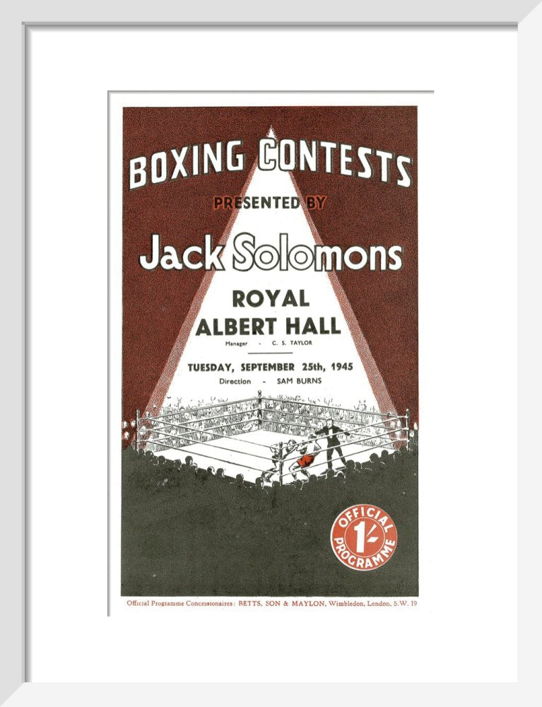 Programme for Boxing Contests, 25 September 1945 - Royal Albert Hall