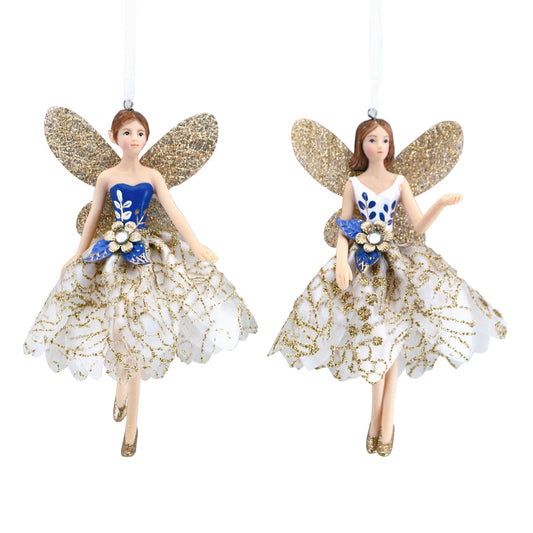 Blue and Gold Winged Fairy Decoration