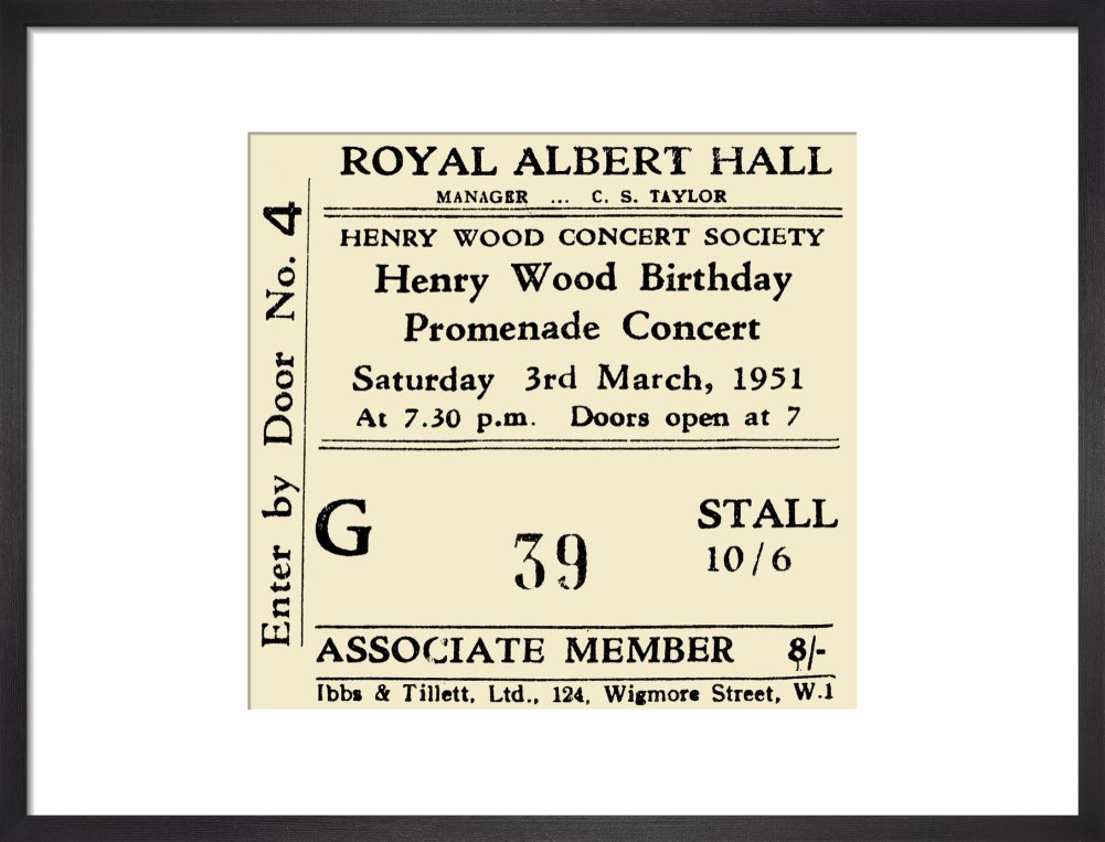 Henry Wood Concert Society - Henry Wood Birthday Promenade Concert, 3 March 1951 - Royal Albert Hall