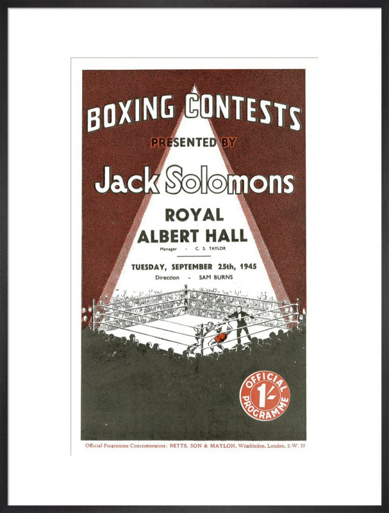 Programme for Boxing Contests, 25 September 1945 - Royal Albert Hall