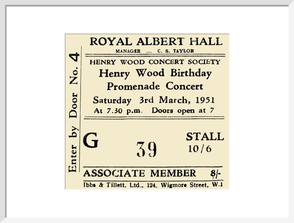 Henry Wood Concert Society - Henry Wood Birthday Promenade Concert, 3 March 1951 - Royal Albert Hall