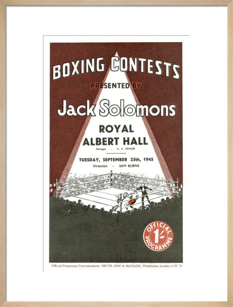 Programme for Boxing Contests, 25 September 1945 - Royal Albert Hall