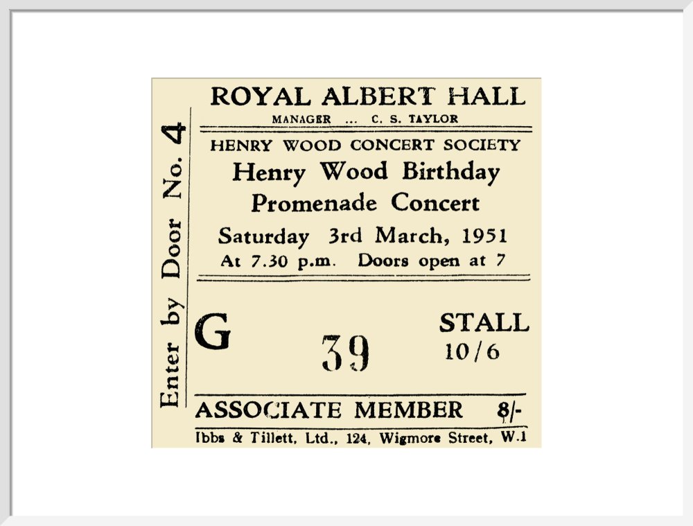 Henry Wood Concert Society - Henry Wood Birthday Promenade Concert, 3 March 1951 - Royal Albert Hall