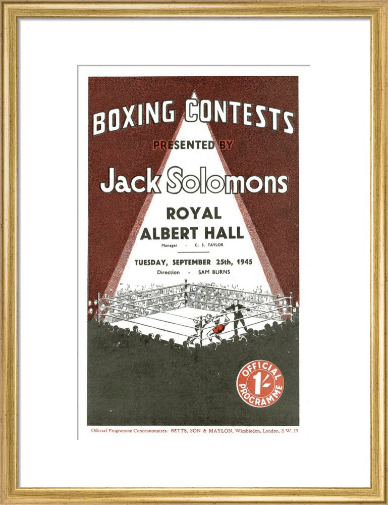 Programme for Boxing Contests, 25 September 1945 - Royal Albert Hall