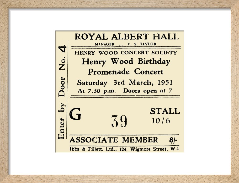 Henry Wood Concert Society - Henry Wood Birthday Promenade Concert, 3 March 1951 - Royal Albert Hall