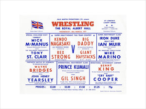 Handbill from Wrestling Spectacular, 30 March 1977 - Royal Albert Hall