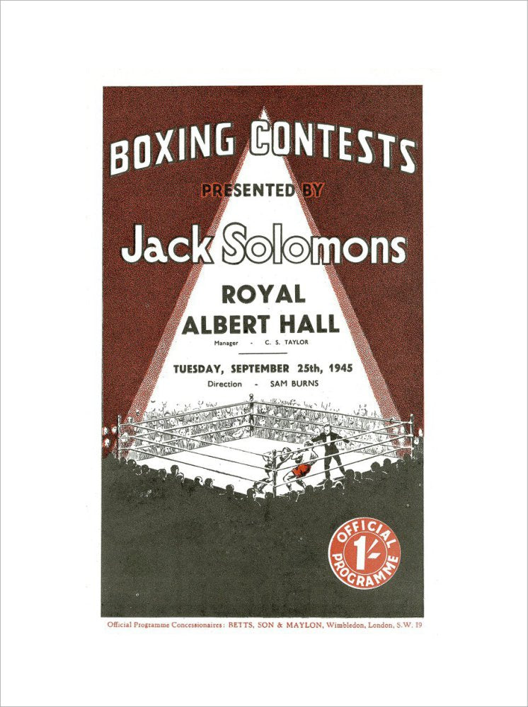 Programme for Boxing Contests, 25 September 1945 - Royal Albert Hall