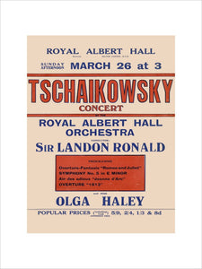 Handbill from Special Sunday Concerts (1921-1922 Season) - Tschaikowsky Concert by the Royal Albert Hall Orchestra and Miss Olga Haley, 26 March 1922 - Royal Albert Hall