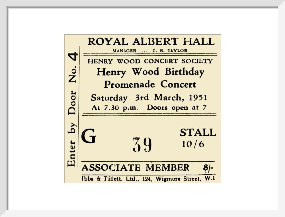 Henry Wood Concert Society - Henry Wood Birthday Promenade Concert, 3 March 1951 - Royal Albert Hall