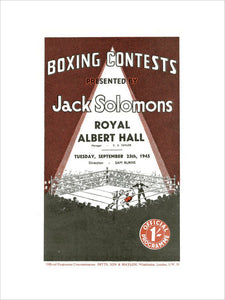 Programme for Boxing Contests, 25 September 1945 - Royal Albert Hall