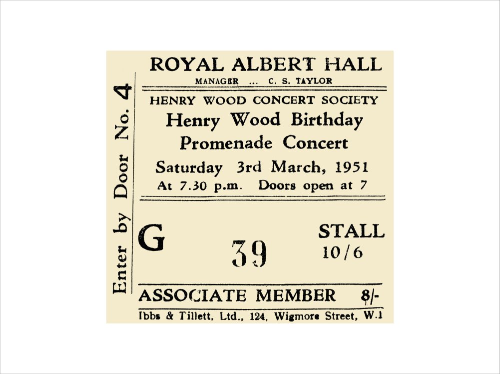 Henry Wood Concert Society - Henry Wood Birthday Promenade Concert, 3 March 1951 - Royal Albert Hall