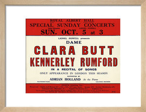 Handbill for Special Sunday Concerts 1930-1931 - Dame Clara Butt and Kennerley Rumford, A Recital of Songs, 5 October 1930 - Royal Albert Hall