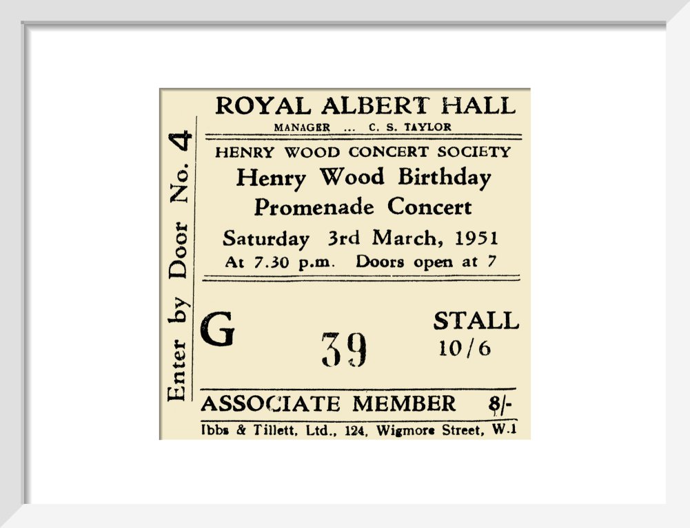 Henry Wood Concert Society - Henry Wood Birthday Promenade Concert, 3 March 1951 - Royal Albert Hall