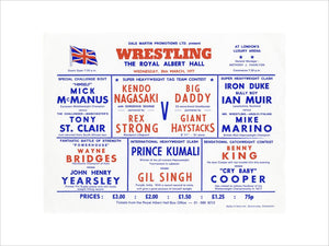 Handbill from Wrestling Spectacular, 30 March 1977 - Royal Albert Hall