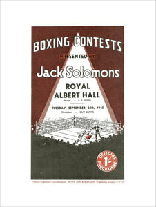 Programme for Boxing Contests, 25 September 1945 - Royal Albert Hall