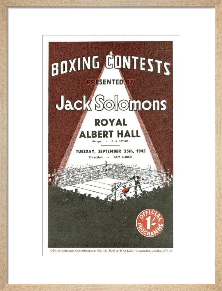 Programme for Boxing Contests, 25 September 1945 - Royal Albert Hall