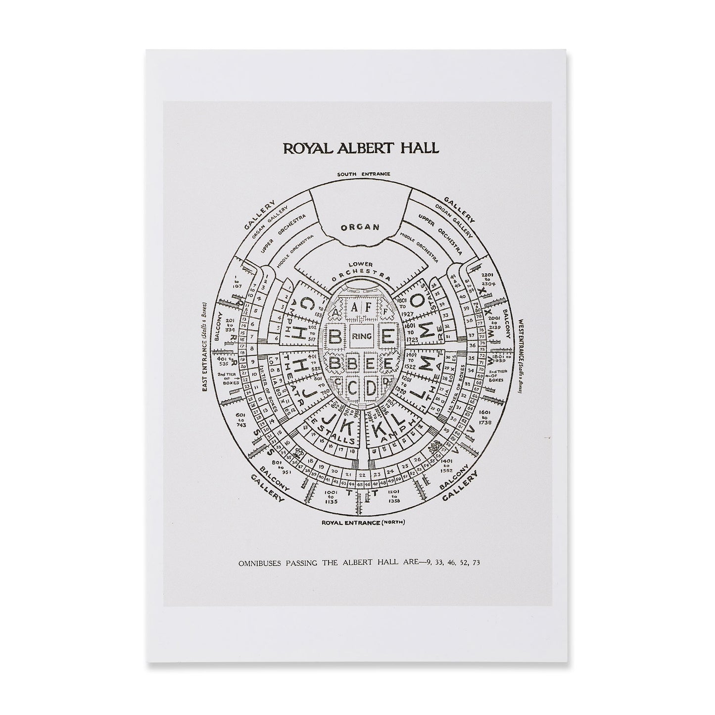 Hall Plan Postcard - Royal Albert Hall