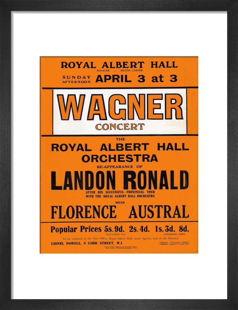 Handbill for Special Sunday Concerts (1920-1921 Season) - Wagner Concert, 3 April 1921 - Royal Albert Hall