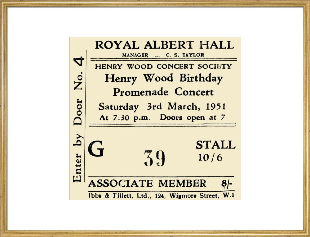 Henry Wood Concert Society - Henry Wood Birthday Promenade Concert, 3 March 1951 - Royal Albert Hall