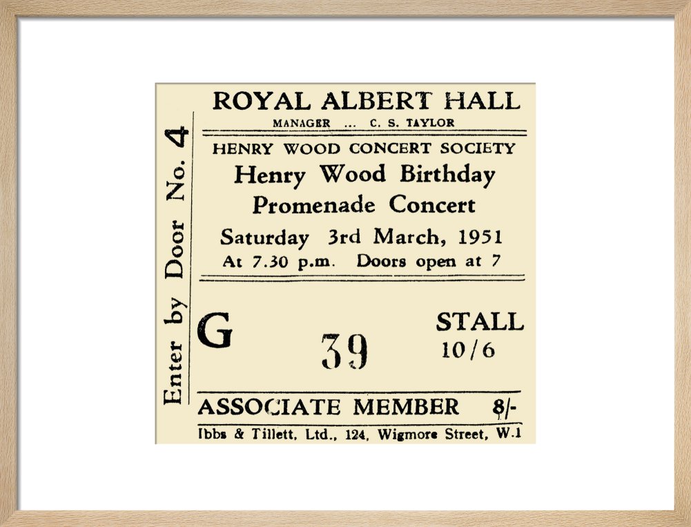 Henry Wood Concert Society - Henry Wood Birthday Promenade Concert, 3 March 1951 - Royal Albert Hall