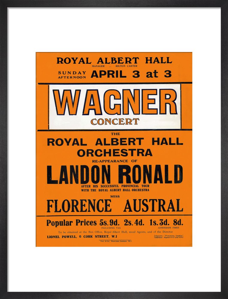 Handbill for Special Sunday Concerts (1920-1921 Season) - Wagner Concert, 3 April 1921 - Royal Albert Hall