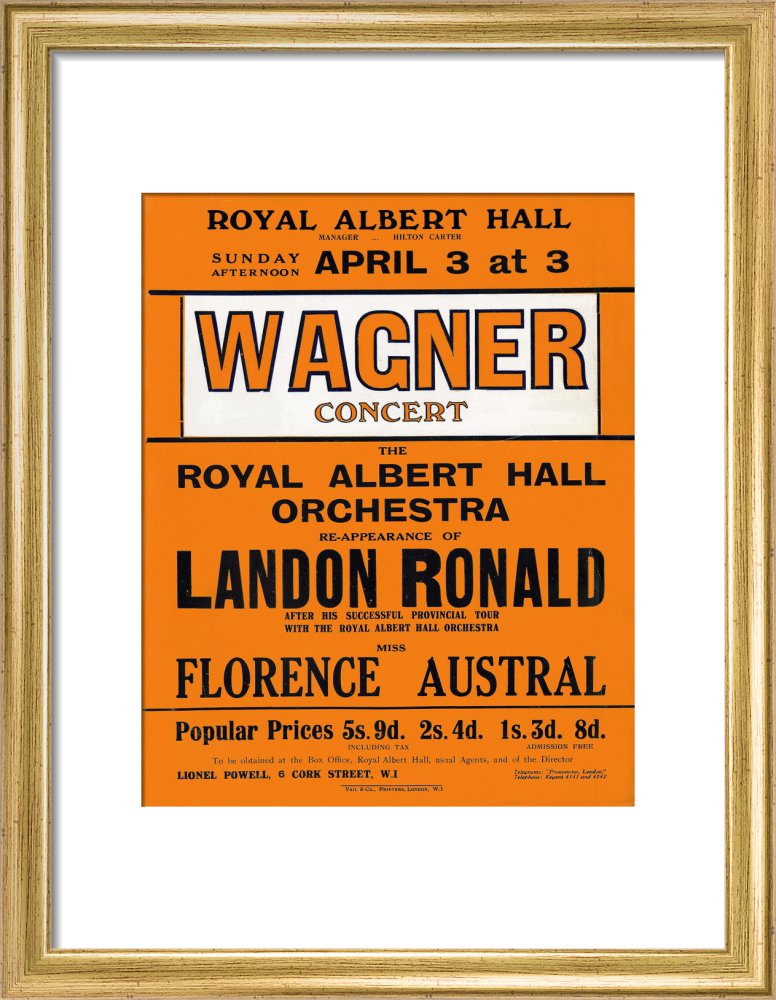 Handbill for Special Sunday Concerts (1920-1921 Season) - Wagner Concert, 3 April 1921 - Royal Albert Hall