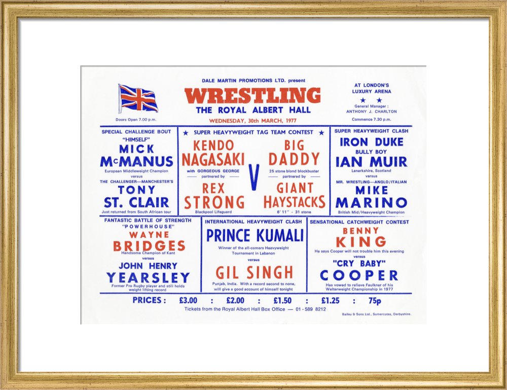 Handbill from Wrestling Spectacular, 30 March 1977 - Royal Albert Hall