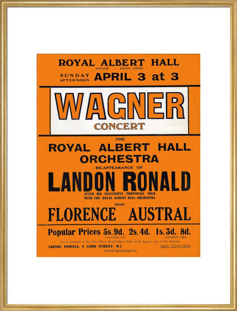 Handbill for Special Sunday Concerts (1920-1921 Season) - Wagner Concert, 3 April 1921 - Royal Albert Hall