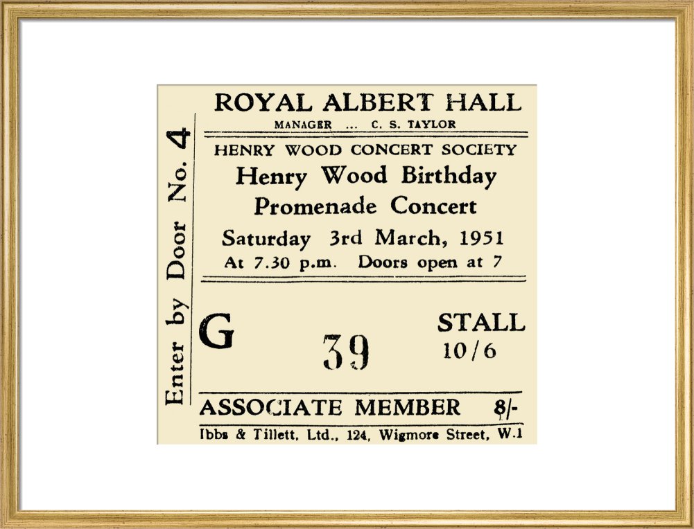 Henry Wood Concert Society - Henry Wood Birthday Promenade Concert, 3 March 1951 - Royal Albert Hall