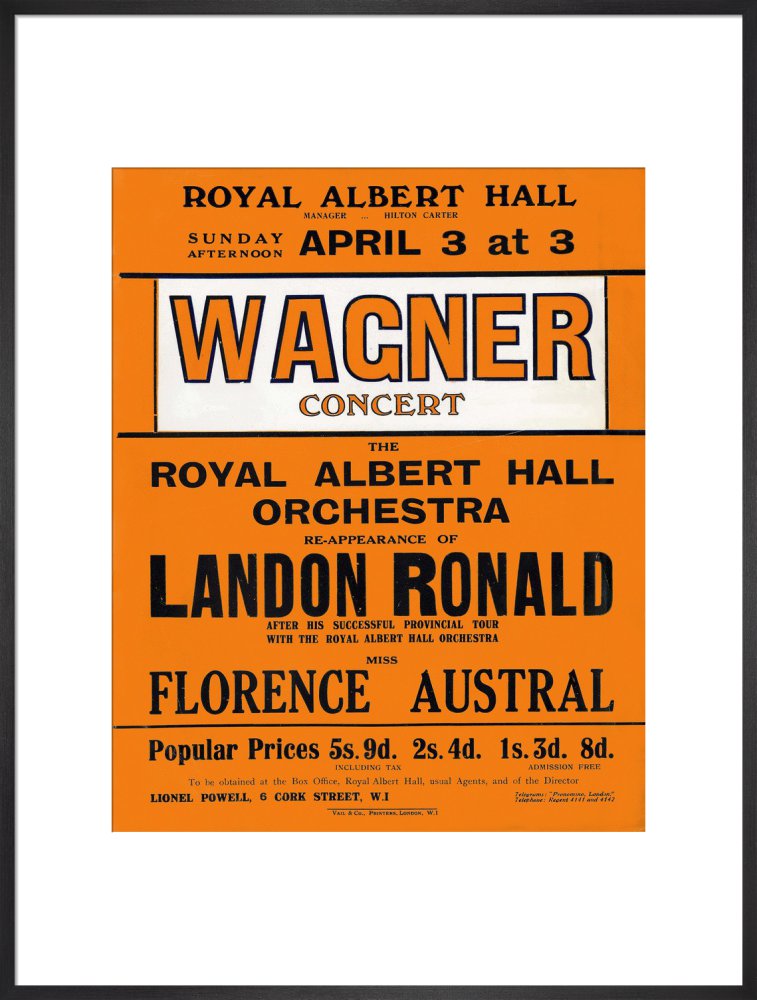 Handbill for Special Sunday Concerts (1920-1921 Season) - Wagner Concert, 3 April 1921 - Royal Albert Hall