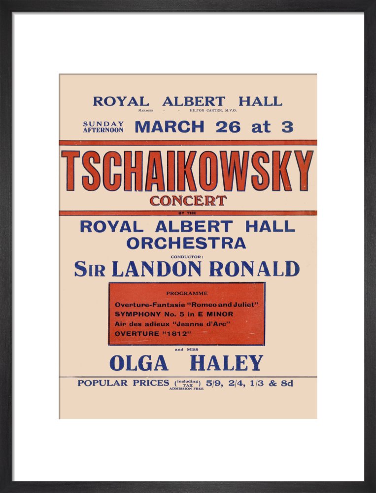 Handbill from Special Sunday Concerts (1921-1922 Season) - Tschaikowsky Concert by the Royal Albert Hall Orchestra and Miss Olga Haley, 26 March 1922 - Royal Albert Hall