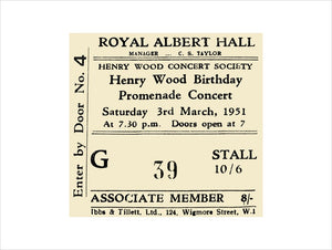 Henry Wood Concert Society - Henry Wood Birthday Promenade Concert, 3 March 1951 - Royal Albert Hall