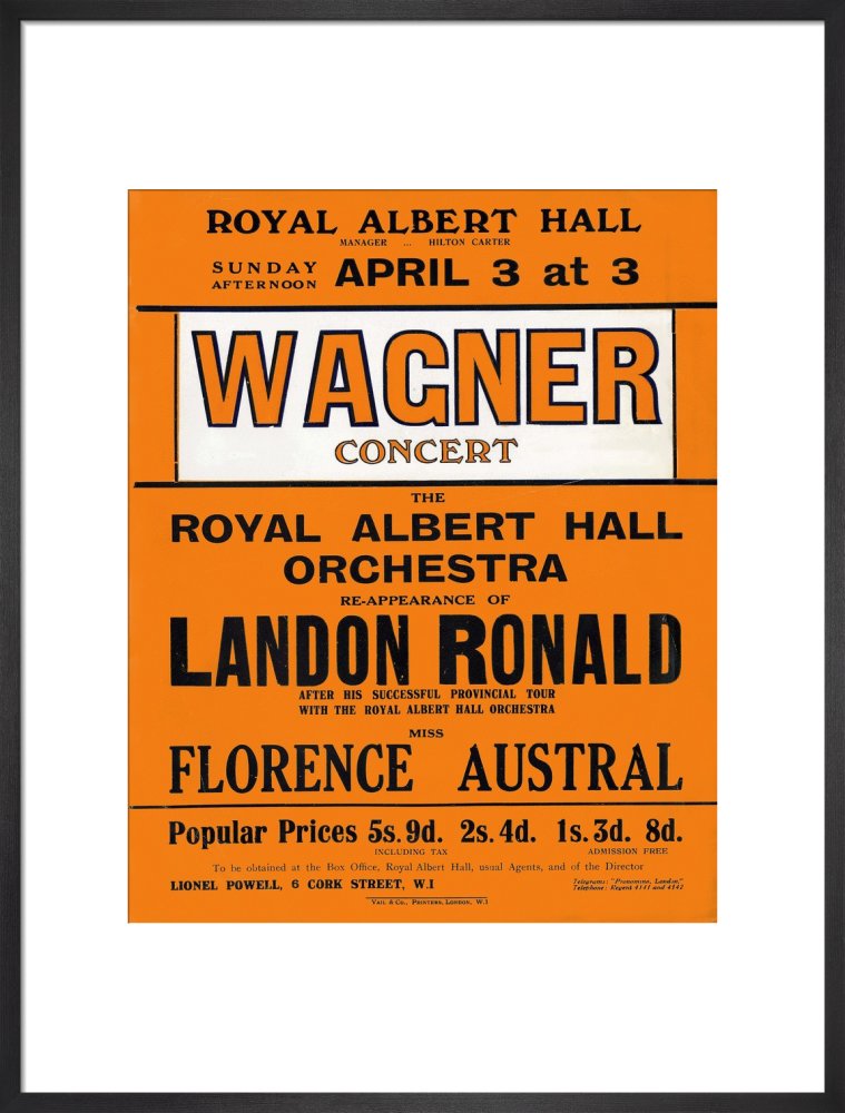 Handbill for Special Sunday Concerts (1920-1921 Season) - Wagner Concert, 3 April 1921 - Royal Albert Hall