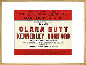 Handbill for Special Sunday Concerts 1930-1931 - Dame Clara Butt and Kennerley Rumford, A Recital of Songs, 5 October 1930 - Royal Albert Hall