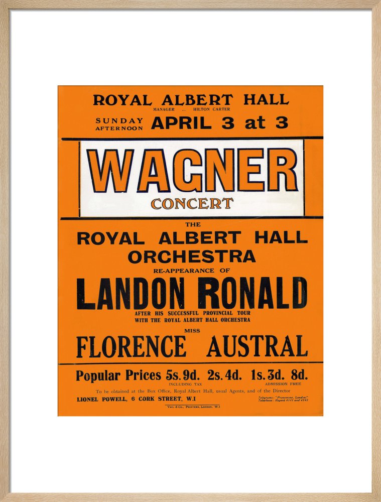 Handbill for Special Sunday Concerts (1920-1921 Season) - Wagner Concert, 3 April 1921 - Royal Albert Hall