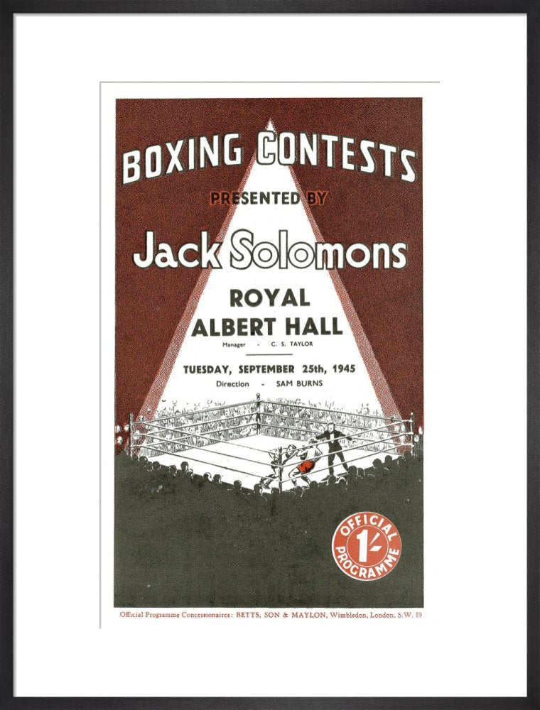 Programme for Boxing Contests, 25 September 1945 - Royal Albert Hall