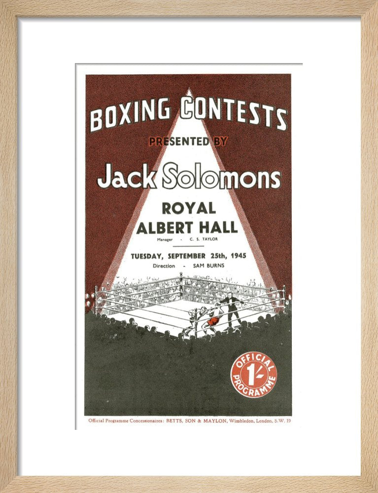 Programme for Boxing Contests, 25 September 1945 - Royal Albert Hall