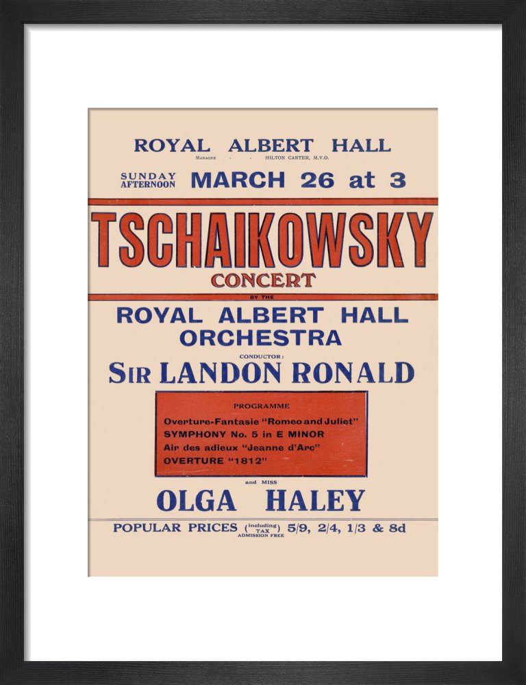 Handbill from Special Sunday Concerts (1921-1922 Season) - Tschaikowsky Concert by the Royal Albert Hall Orchestra and Miss Olga Haley, 26 March 1922 - Royal Albert Hall