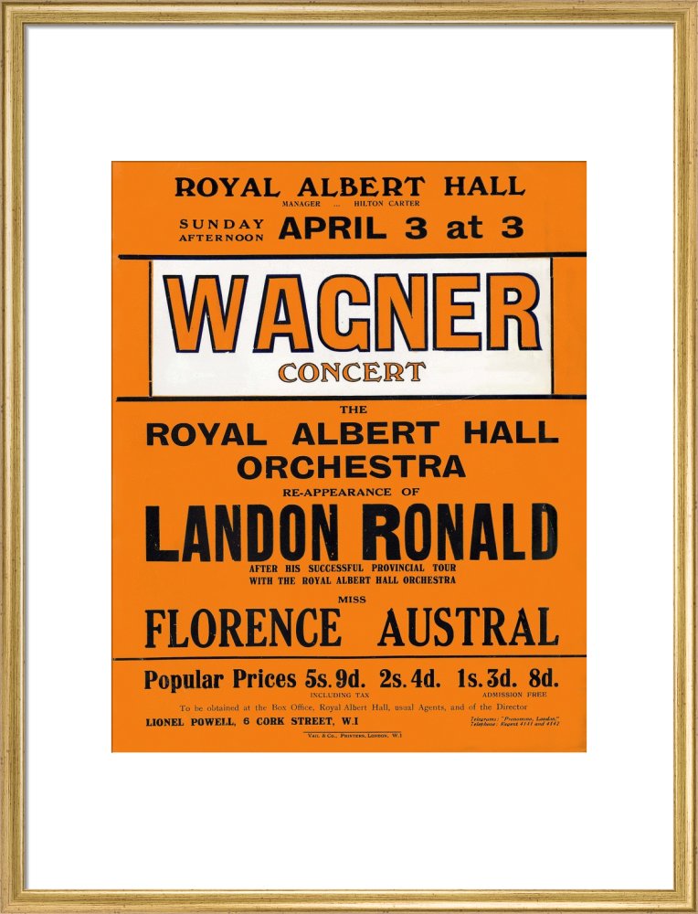 Handbill for Special Sunday Concerts (1920-1921 Season) - Wagner Concert, 3 April 1921 - Royal Albert Hall