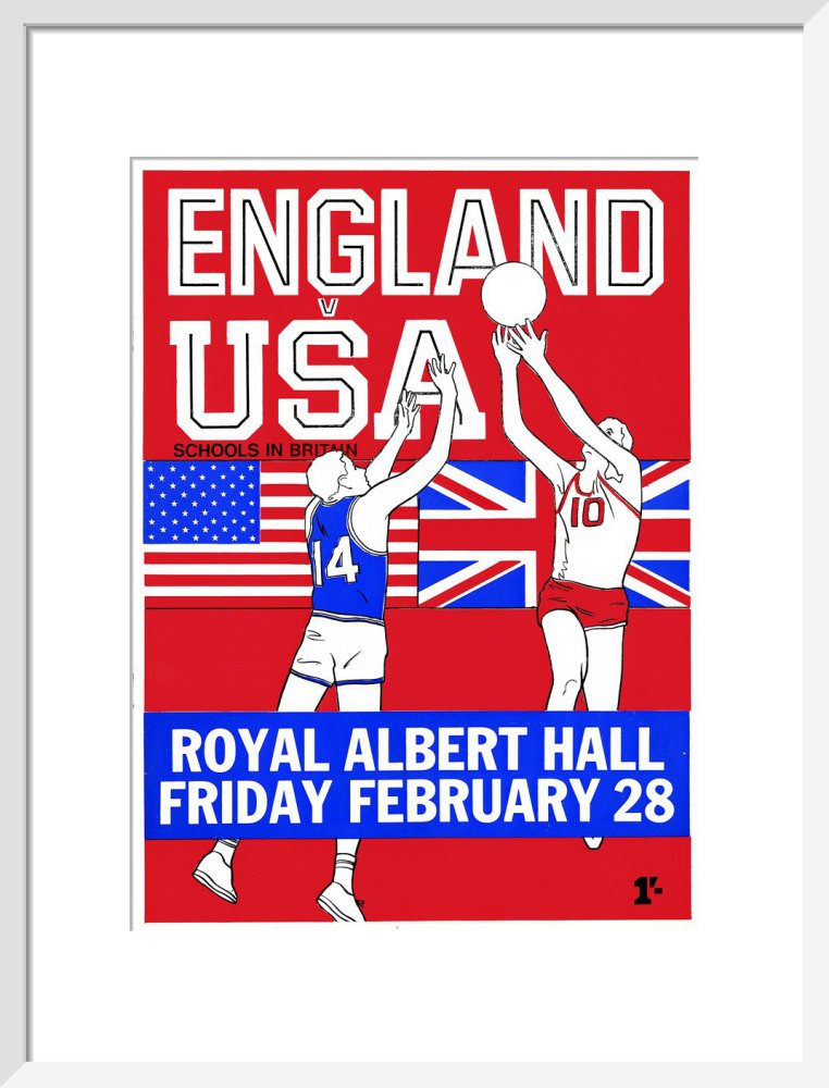 Programme for English Schools Basketball Tournament - England v. USA, 28 February 1969 - Royal Albert Hall