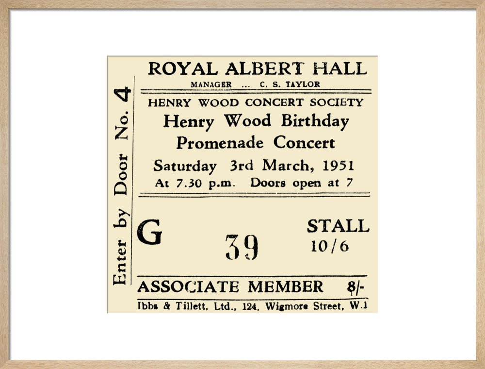 Henry Wood Concert Society - Henry Wood Birthday Promenade Concert, 3 March 1951 - Royal Albert Hall